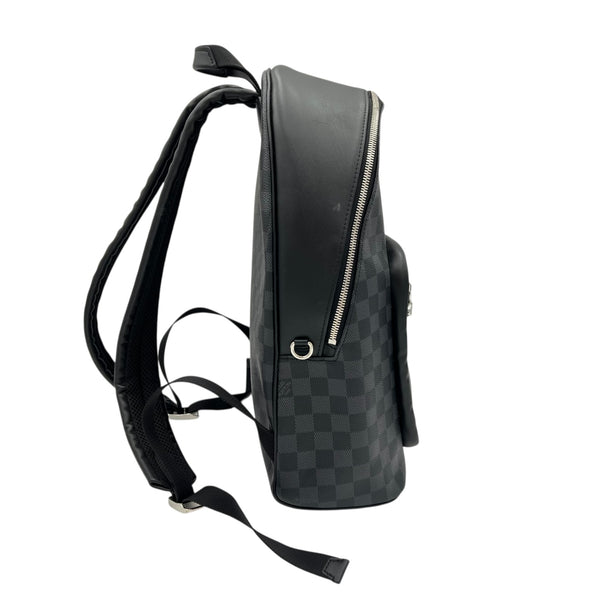 Josh Backpack Black in Coated Canvas, Silver hardware