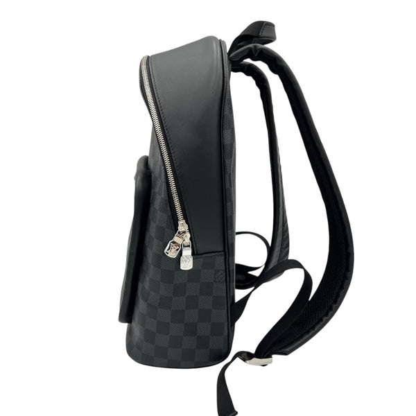 Josh Backpack Black in Coated Canvas, Silver hardware