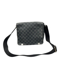 District Messenger PM Black in Coated Canvas, Silver hardware