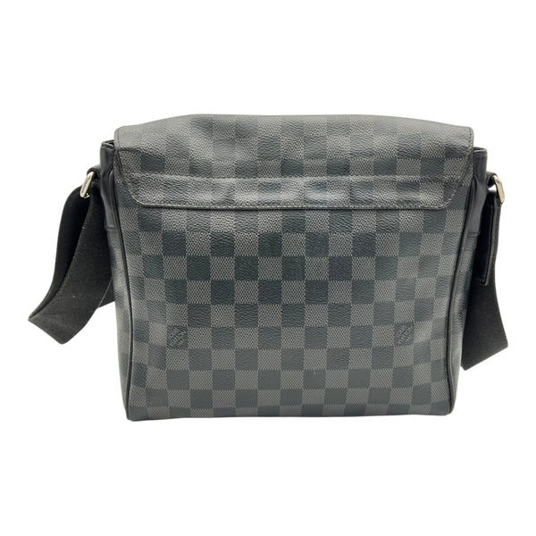 District Messenger PM Black in Coated Canvas, Silver hardware