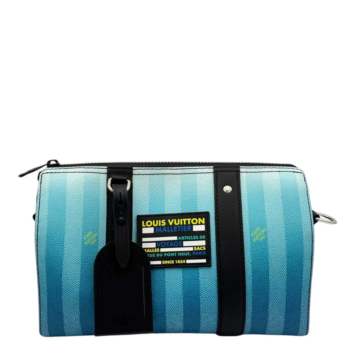 City Keepall Blue Shoulder Bag in Coated Canvas, Silver hardware