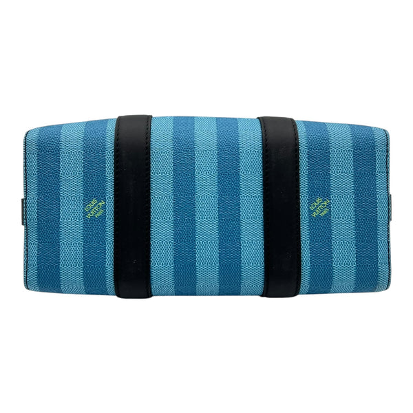 City Keepall Blue Shoulder Bag in Coated Canvas, Silver hardware