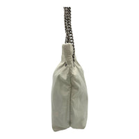 Crush Tote Bag White in Distressed Leather, Silver hardware