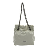 Crush Tote Bag White in Distressed Leather, Silver hardware