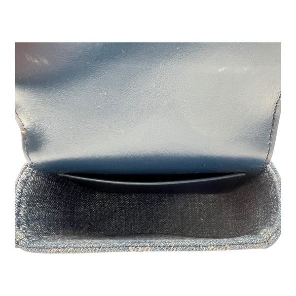 Triomphe Claude Shoulder Bag Mini Blue in Denim, Silver hardware