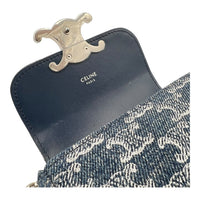 Triomphe Claude Shoulder Bag Mini Blue in Denim, Silver hardware