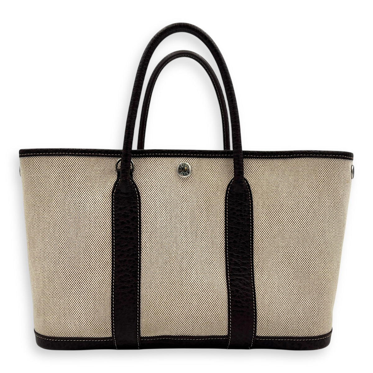 Garden Party 30 Brown Top Handle Bag in Canvas, Palladium hardware