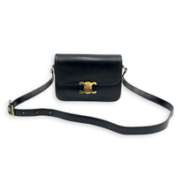Triomphe Shoulder Bag Black in Calfskin, Gold hardware
