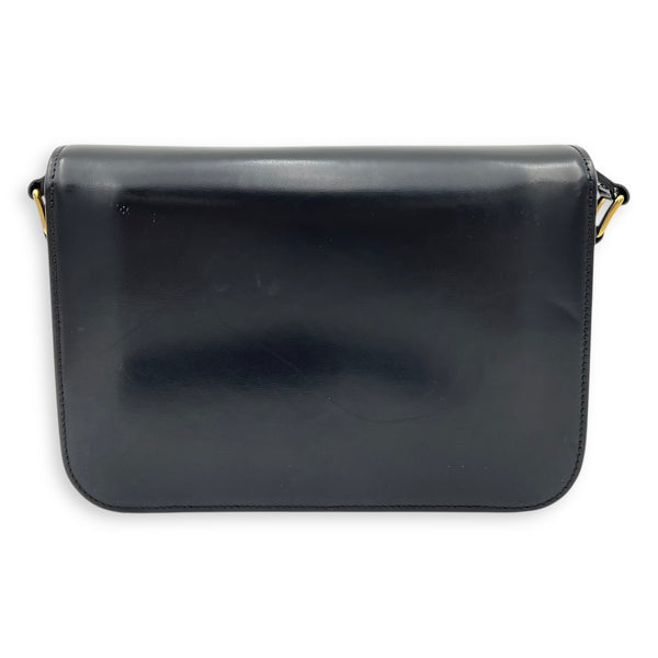 Triomphe Shoulder Bag Black in Calfskin, Gold hardware