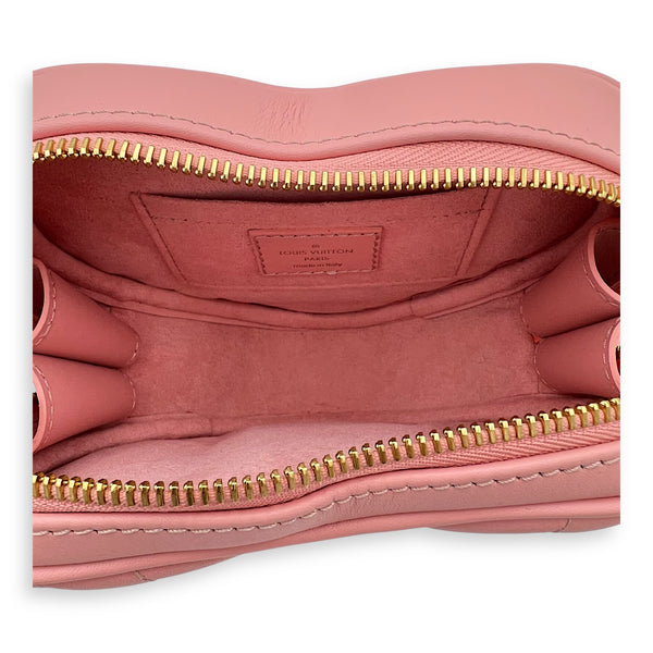 New Wave Love Lock Shoulder Bag Pink in Calfskin, Gold hardware