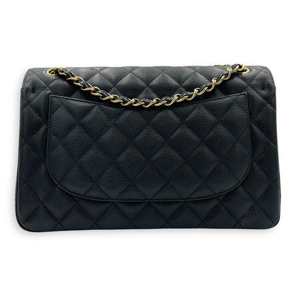 Classic Shoulder Bag Jumbo Black in Caviar Leather, Gold hardware