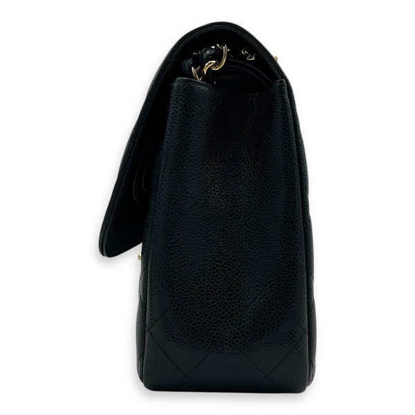 Classic Shoulder Bag Jumbo Black in Caviar Leather, Gold hardware