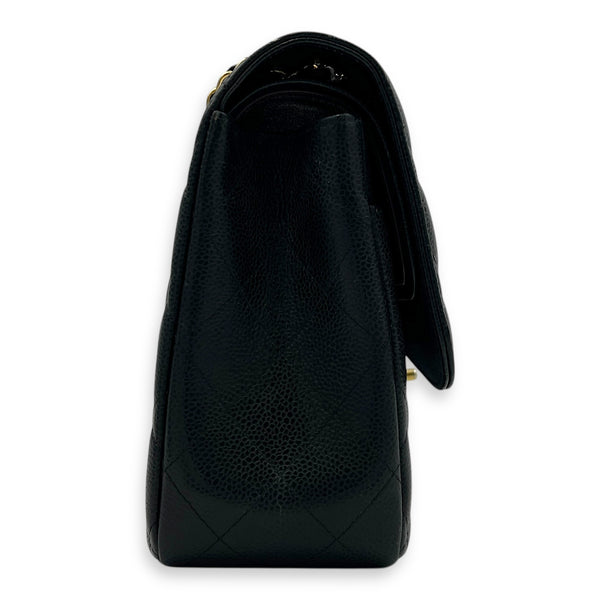 Classic Shoulder Bag Jumbo Black in Caviar Leather, Gold hardware