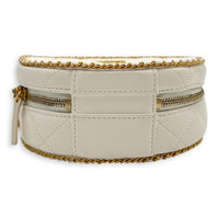 Round Chain Around Shoulder Bag White in Lambskin, Gold hardware
