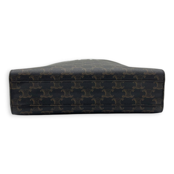 Cabas Top Handle Bag Brown in Coated Canvas, Gold hardware
