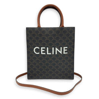 Cabas Top Handle Bag Brown in Coated Canvas, Gold hardware