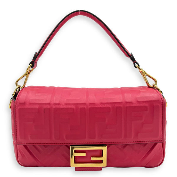 Baguette Shoulder Bag Pink in Calfskin, Gold hardware