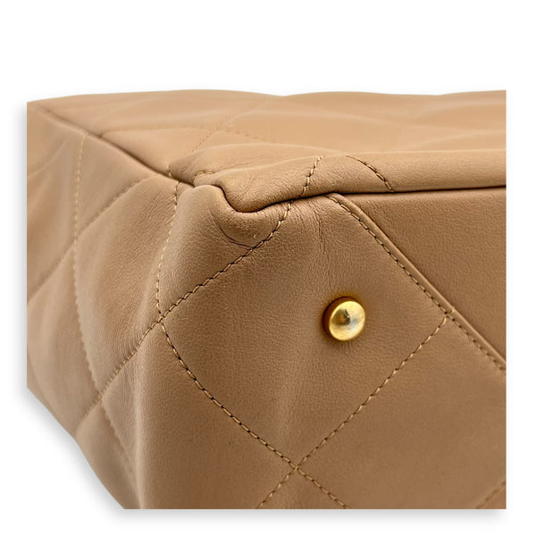 CC Tote Bag Beige in Calfskin, Gold hardware