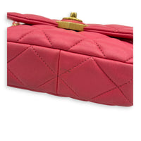 Heart Mini Square Shoulder Bag Pink in Lambskin, Gold hardware
