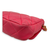 Heart Mini Square Shoulder Bag Pink in Lambskin, Gold hardware