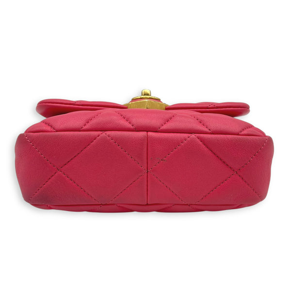 Heart Mini Square Shoulder Bag Pink in Lambskin, Gold hardware