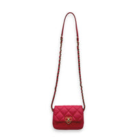 Heart Mini Square Shoulder Bag Pink in Lambskin, Gold hardware