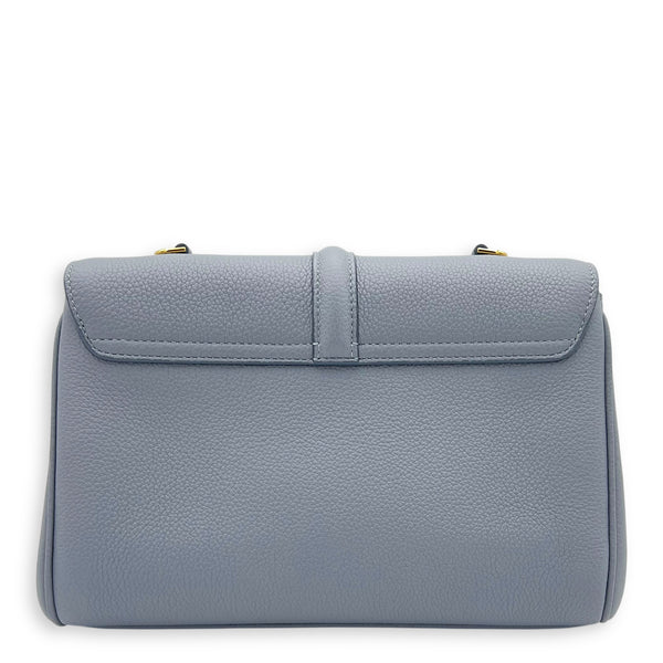 16 Shoulder Bag Blue in Calfskin, Gold hardware