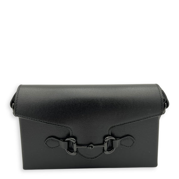 Horsebit 1955 Shoulder Bag Mini Black in Calfskin, Black hardware