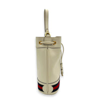 Ophidia Bucket Bag White in Deerskin, Gold hardware