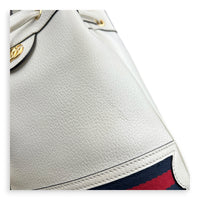 Ophidia Bucket Bag White in Deerskin, Gold hardware