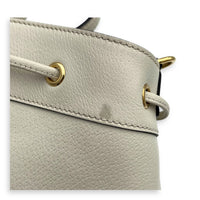 Ophidia Bucket Bag White in Deerskin, Gold hardware
