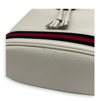 Ophidia Bucket Bag White in Deerskin, Gold hardware