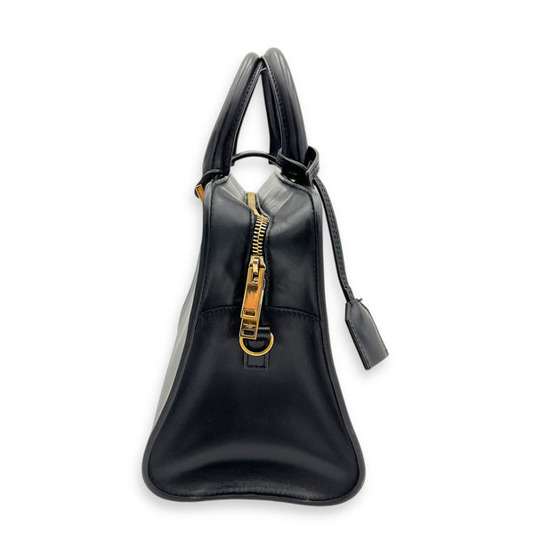 Cabas Top Handle Bag Black in Calfskin, Gold hardware