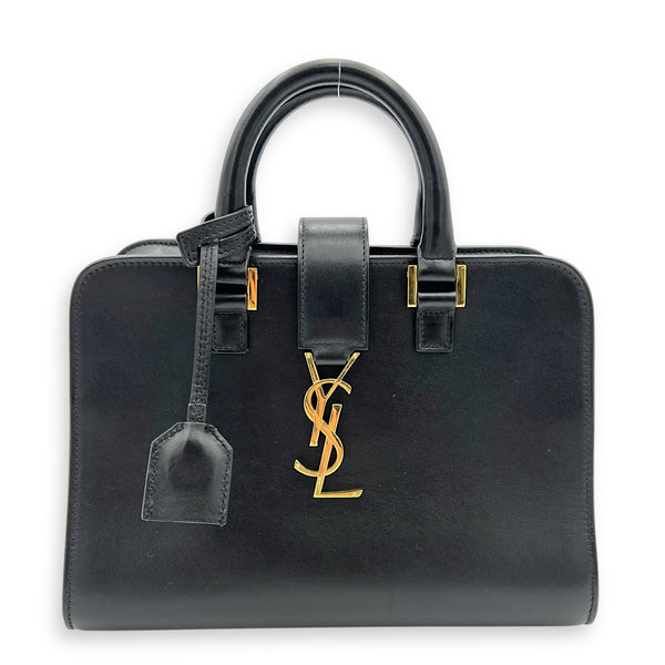 Cabas Top Handle Bag Black in Calfskin, Gold hardware