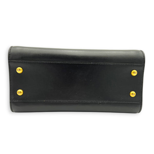 Cabas Top Handle Bag Black in Calfskin, Gold hardware