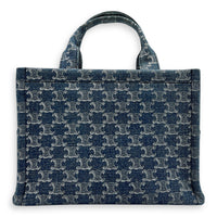 Triomphe Cabas Tote Bag Blue in Denim, Gold hardware