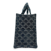 Triomphe Cabas Tote Bag Blue in Denim, Gold hardware