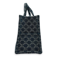Triomphe Cabas Tote Bag Blue in Denim, Gold hardware