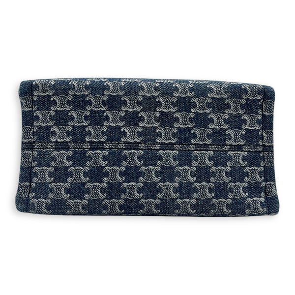 Triomphe Cabas Tote Bag Blue in Denim, Gold hardware