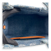 Triomphe Cabas Tote Bag Blue in Denim, Gold hardware