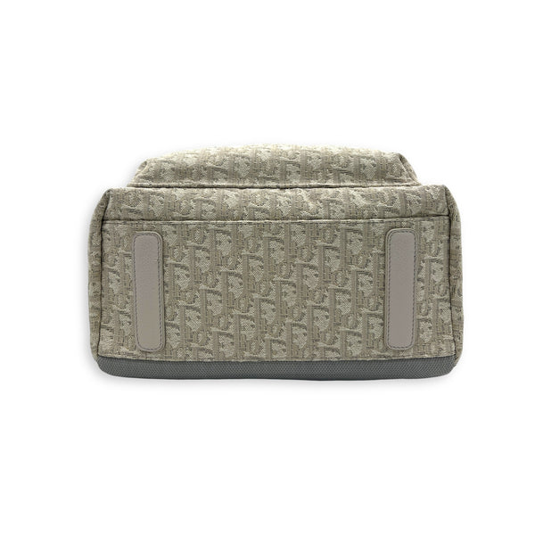 Oblique Backpack White in Canvas, Silver hardware