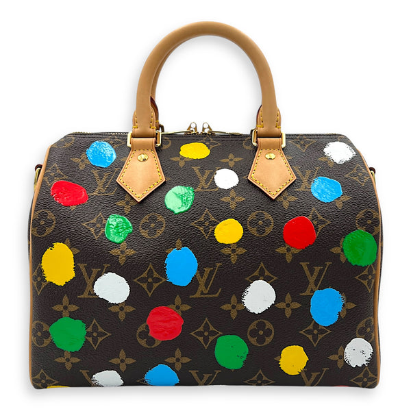 Speedy Bandouliere 25 Brown Top Handle Bag in Monogram Coated Canvas, Gold hardware