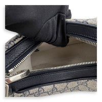 Attache Small Grey Shoulder Bag in Coated Canvas, Silver hardware
