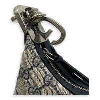 Attache Small Grey Shoulder Bag in Coated Canvas, Silver hardware
