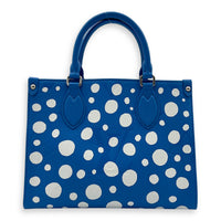 OnTheGo PM Blue Top Handle Bag in Empreinte Leather, Silver hardware