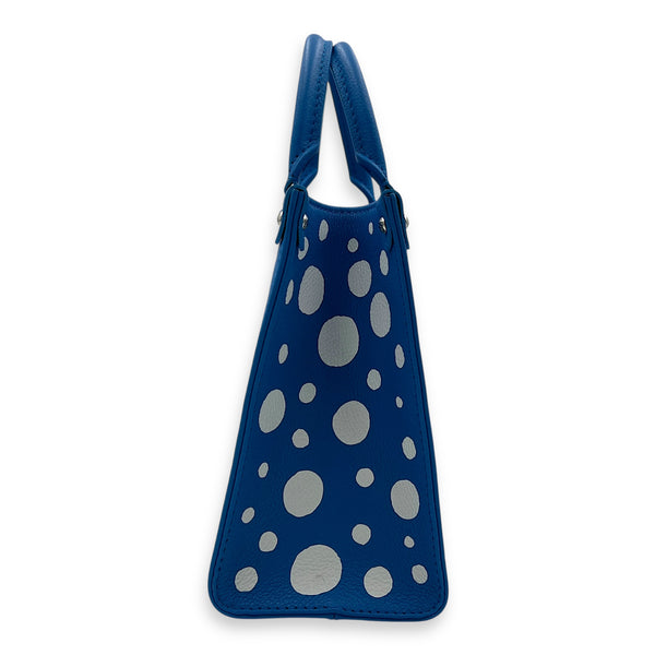 OnTheGo PM Blue Top Handle Bag in Empreinte Leather, Silver hardware