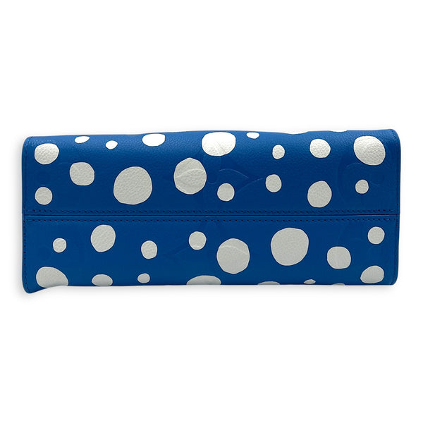 OnTheGo PM Blue Top Handle Bag in Empreinte Leather, Silver hardware