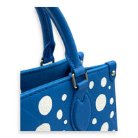 OnTheGo PM Blue Top Handle Bag in Empreinte Leather, Silver hardware