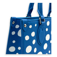 OnTheGo PM Blue Top Handle Bag in Empreinte Leather, Silver hardware