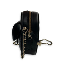 Heart Black Crossbody Bag in Lambskin, Gold hardware